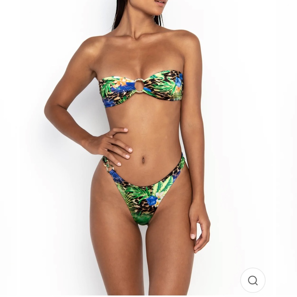 SOMMER SWIM Gigi Leopard Floral Cheeky Bottom SIZE: SMALL